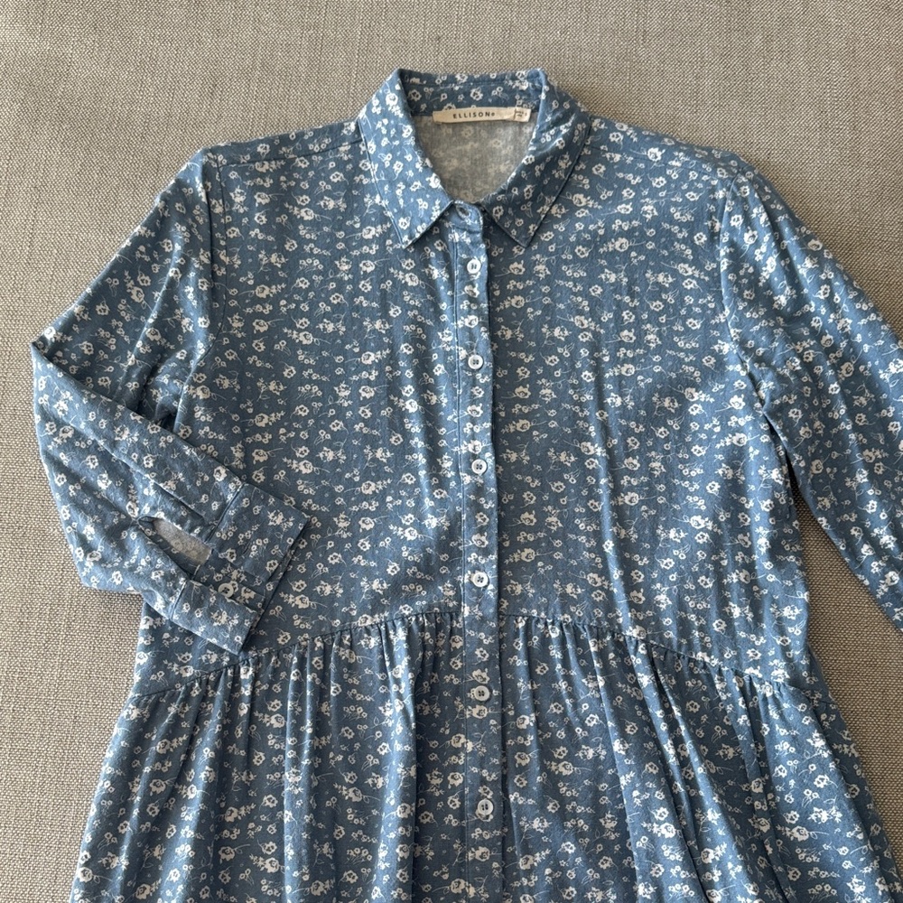 Ellison Blue Floral Shirt Dress
